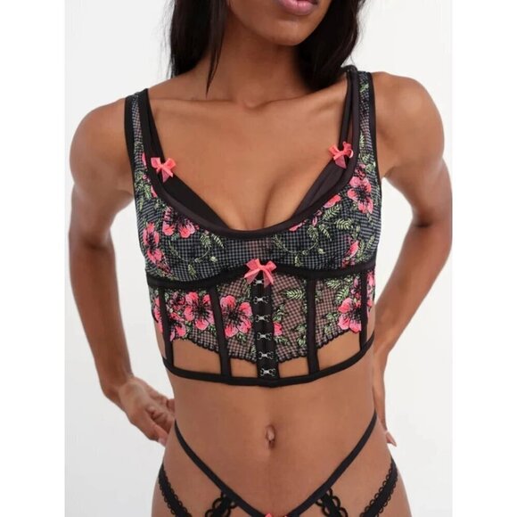 NWT For Love & Lemons Penelope floral embroidery bustier, XXS - Picture 3 of 14